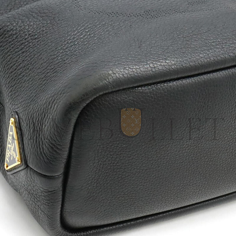 PRADA PERFORATED SMALL LEATHER TOTE BAG BLACK 1BC384 (32*24*14cm) 